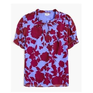 J.Crew Factory Short sleeve ruffle tie neck top